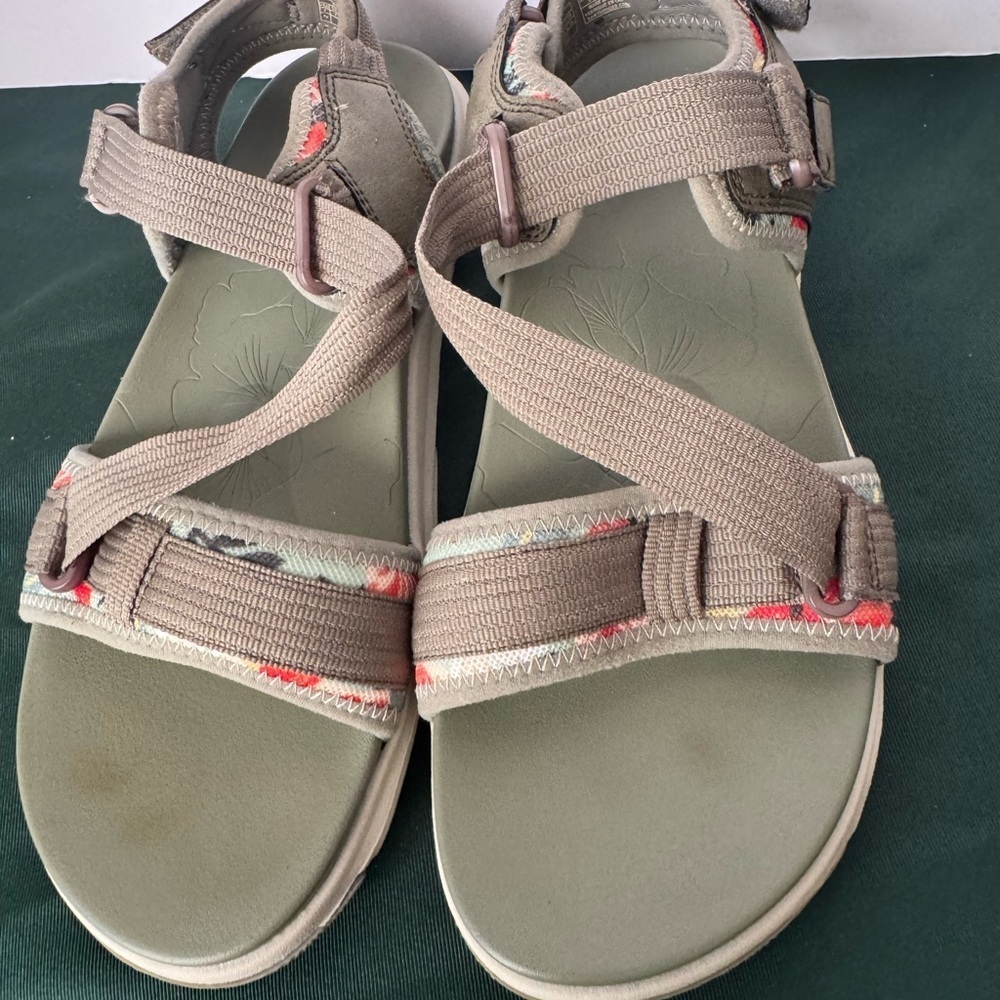 Earth Origins Strappy Sandal Womens 9 Olive Vivvy Hiking Vegan Beach Walking - Picture 2 of 16